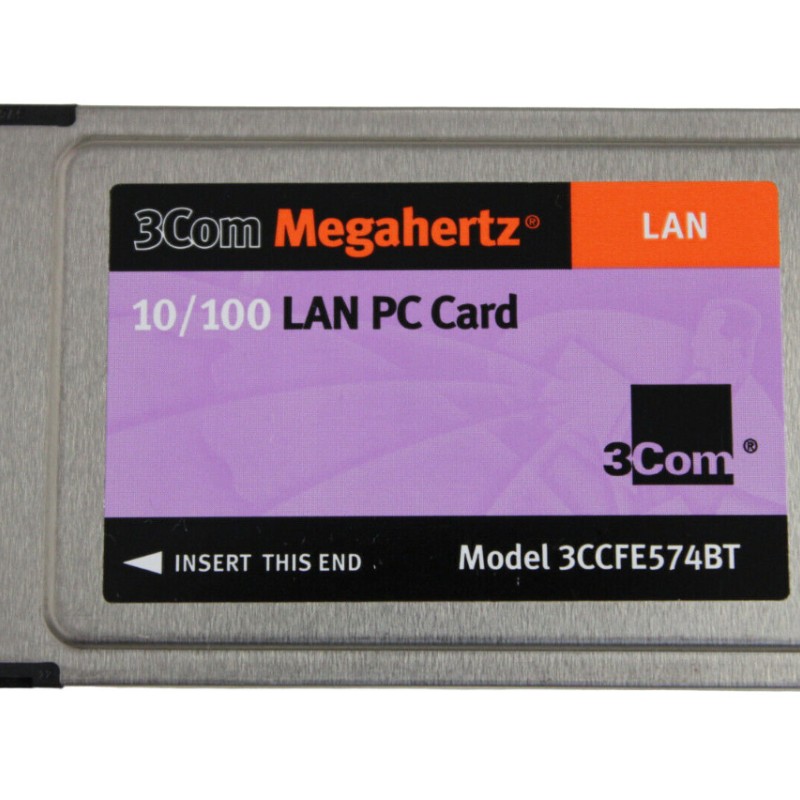 3Com 3CCFE574BT MEGAHERTZ 10/100 Ethernet 16-BIT PC Card, No dongle cable