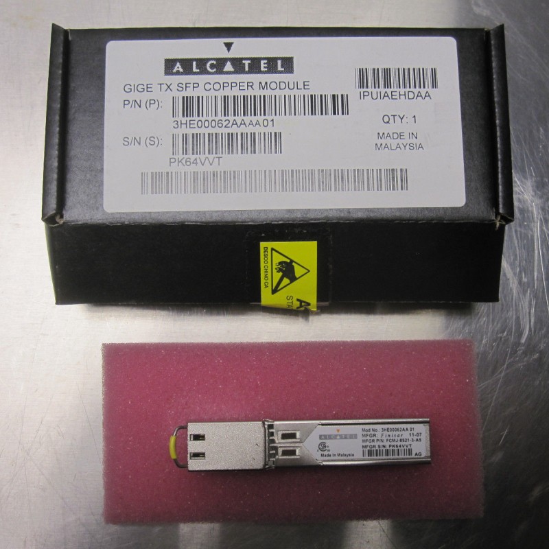 Alcatel Lucent 3HE00062AA 1-Port 1000BASE-TX Small Form-Factor Pluggable (SFP) Copper Module, Cat5, RJ45 Connector