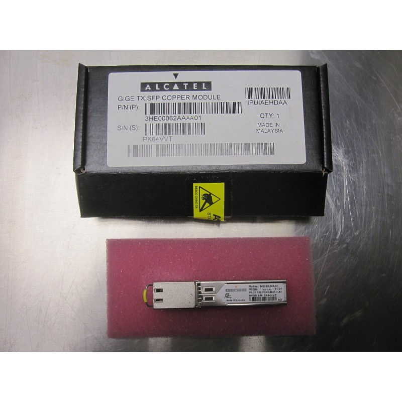 Alcatel Lucent 3HE00062AA 1-Port 1000BASE-TX Small Form-Factor Pluggable (SFP) Copper Module, Cat5, RJ45 Connector