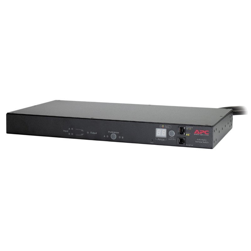 APC AP7730 Rack Automatic Transfer Switch (ATS) 200-208V L6-20 with 8xC13 and C19 Outlets, 20A, 8ft Cord