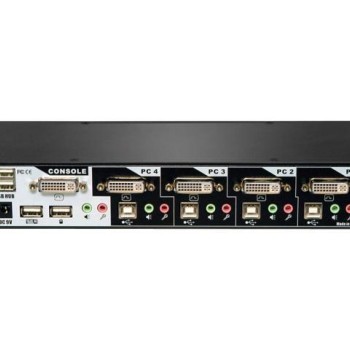 4-Port DVI USB Switchview KVM Switch USB 2.0 Hub with Audio