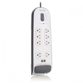 8-Outlets Surge Suppressor RA 100k Insured 6-Foot Cord 3000J Tel