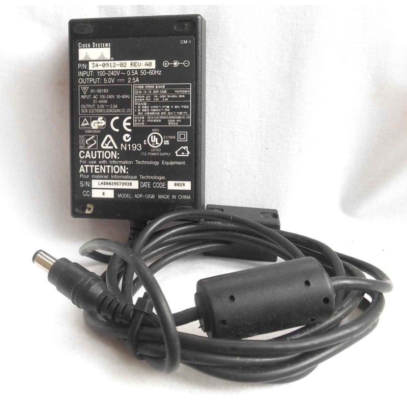 Cisco 34-0912-02 5V 2.5A AC Adapter / Power Supply