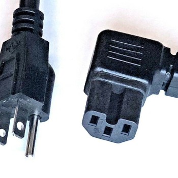 15A 125V Black AC Power Cord with Notch