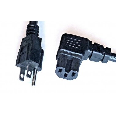 15A 125V Black AC Power Cord with Notch