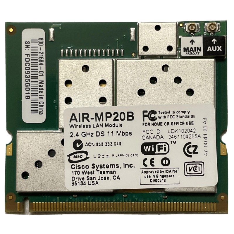 Cisco AIR-MP20B-A-K9 Aironet Mini-PCI Wireless Radio Module for Enterprise Networking
