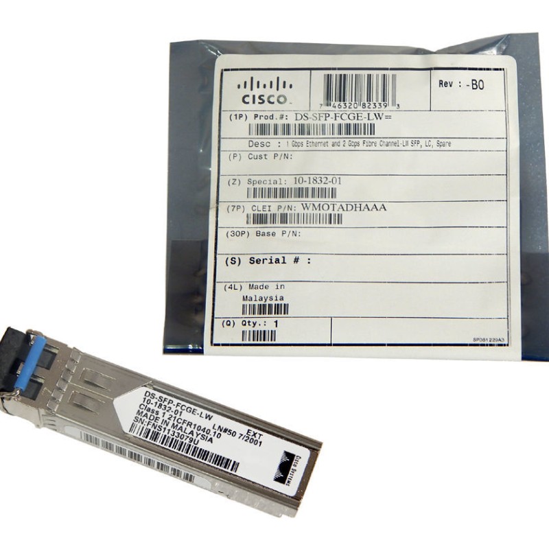 Cisco DS-SFP-FCGE-LW 1-Gb Ethernet and 1/2-Gbps Fibre Channel SFP LC