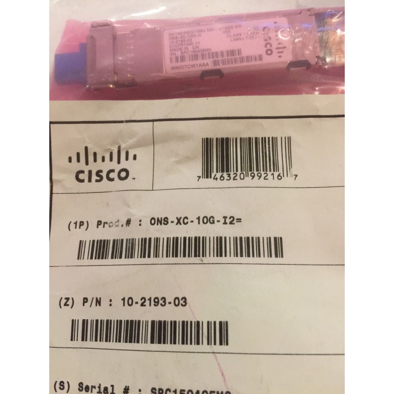 Cisco ONS-XC-10G-I2 XFP OC192/STM64/ 10GE 1550 IR/SH2 SM LC