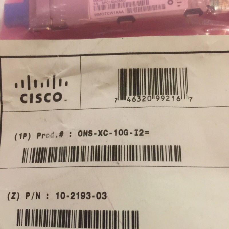 Cisco ONS-XC-10G-I2 XFP OC192/STM64/ 10GE 1550 IR/SH2 SM LC