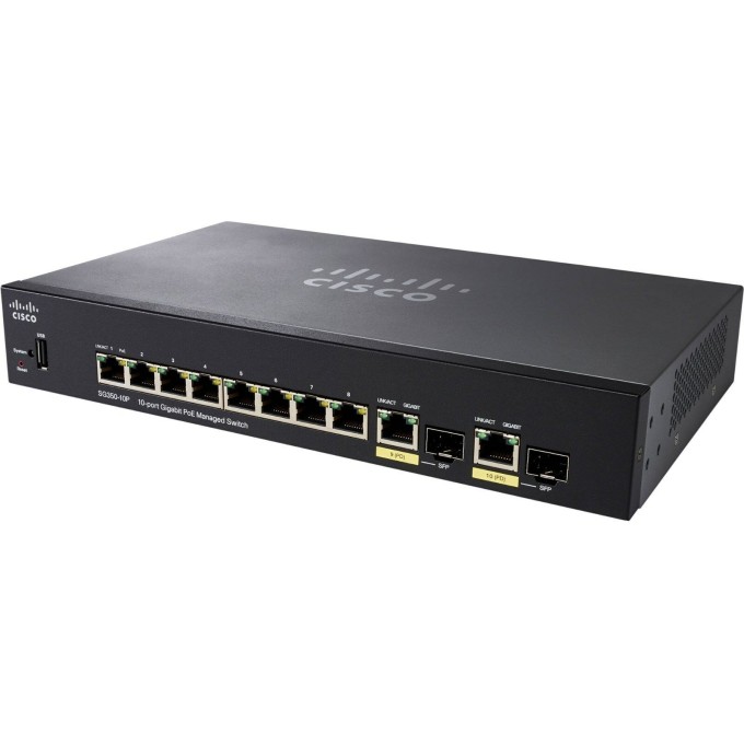 Cisco SG350-10MP Switch 10 Port Layer 3 PoE+ Gigabit Ethernet