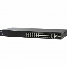 SG350-28P 28-Port Gigabit PoE Managed Switch - 26 Ports - Manageable - 3 Layer Supported - Modular - Optical Fiber, Twisted Pair - 1U High - Desktop, Rack-mountable - Lifetime Limited Warranty - TAA Compliance