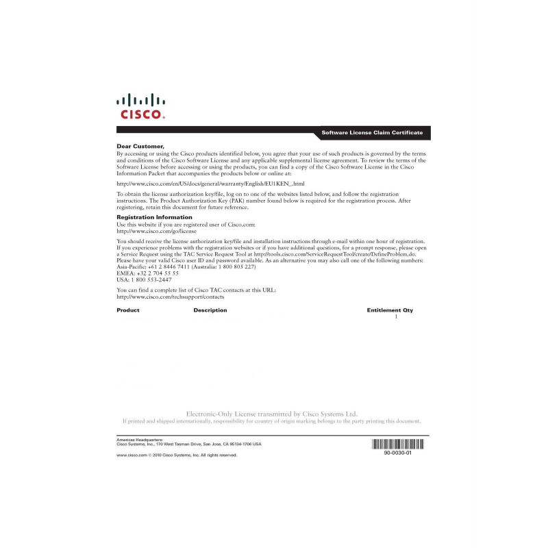 Cisco SLASR1-IPB ASR 1000 IP Base License Cisco SLASR1-IPB ASR 1000 IP Base License