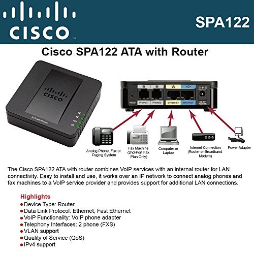 Cisco SPA122 2-Port FXS 1-Port FE WAN 1-Port FE LAN ATA with Router