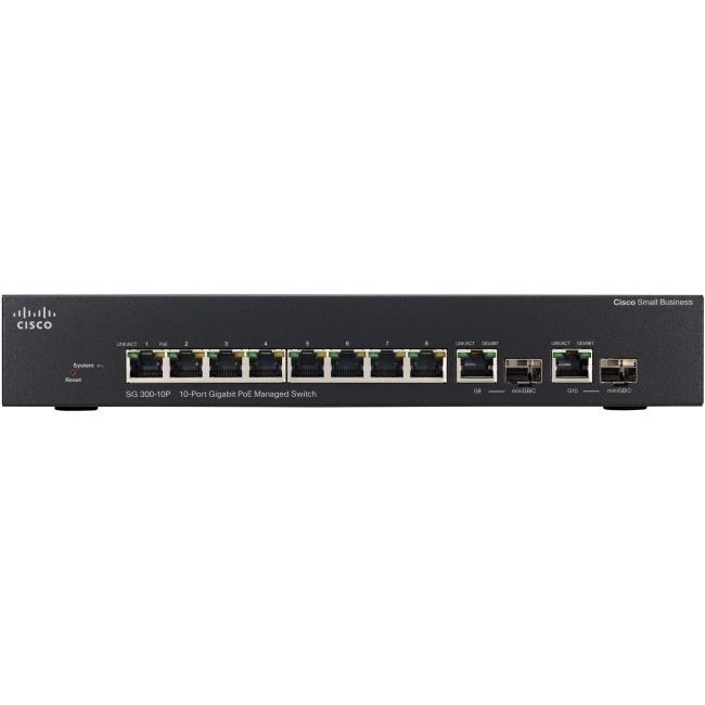 Cisco SRW2008P-K9-NA SG300-10P 8-Port 10/100/1000 PoE 2 Combo Mini-GBIC Ethernet Switch