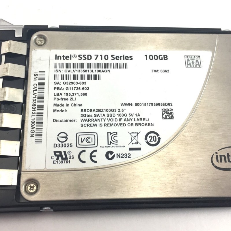 Cisco UCS-SSD100GI1F105 100GB Low Height 7MM SATA SSD Hot Plug Drive Sled Mounted Solid State