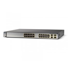 Catalyst 3750G Multilayer Switch 24-Port 10/100/1000 with 802.3af PoE, (4) SFP-based GbE Ports, 32Gbps, 1RU, IP Base Image, Basic RIP and Static Routing, Upgradable to full Dynamic IP Routing