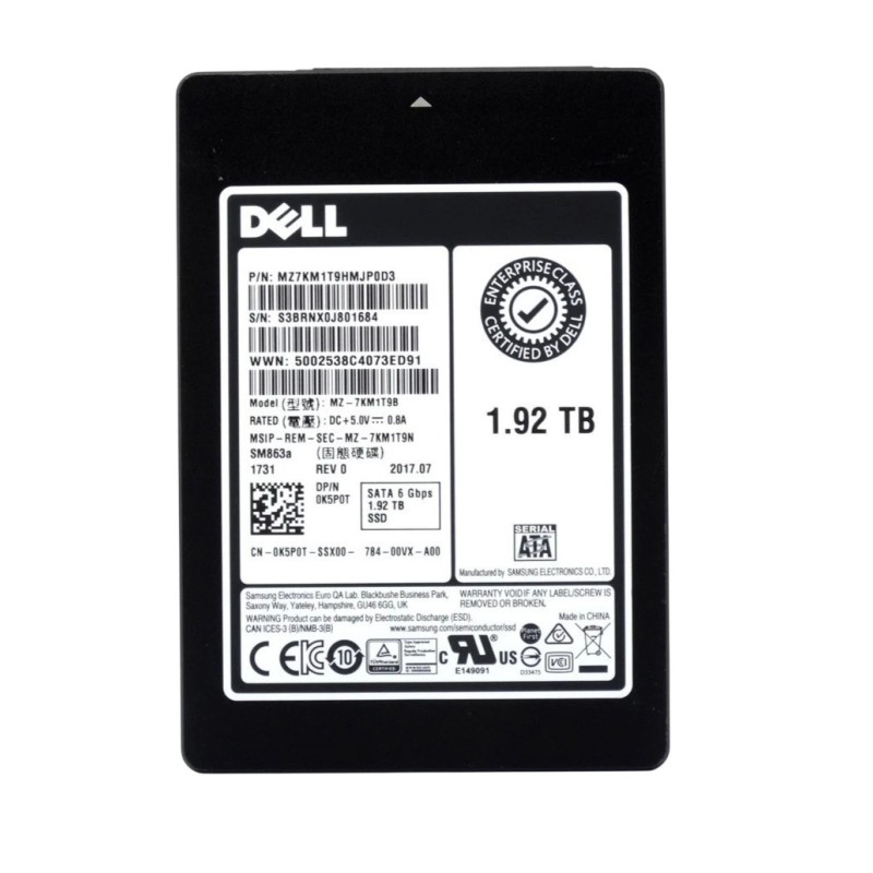 Dell 0K5P0T 1.92TB SSD SATA 2.5-Inch 6Gb/s Dell 0K5P0T 1.92TB SSD SATA 2.5-Inch 6Gb/s