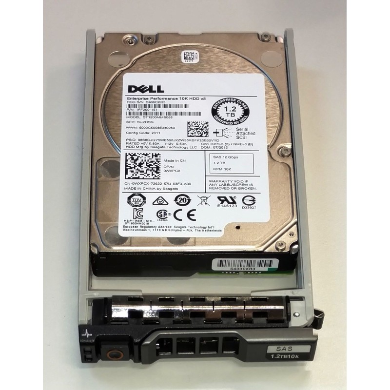 Dell WXPCX 1.2tb 10000rpm Sas-12gbps 512n 2.5-Inch Hot Swap Hard Drive with Tray for PowerVault Md3420