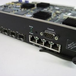 24-Port 10/100Base-TX (RJ45) & with 4-Port 1000Base-X (Mini-GBIC) or 4-Port 1000Base-T (RJ45) Rate limiting enabled FastIron JetCore Management Module