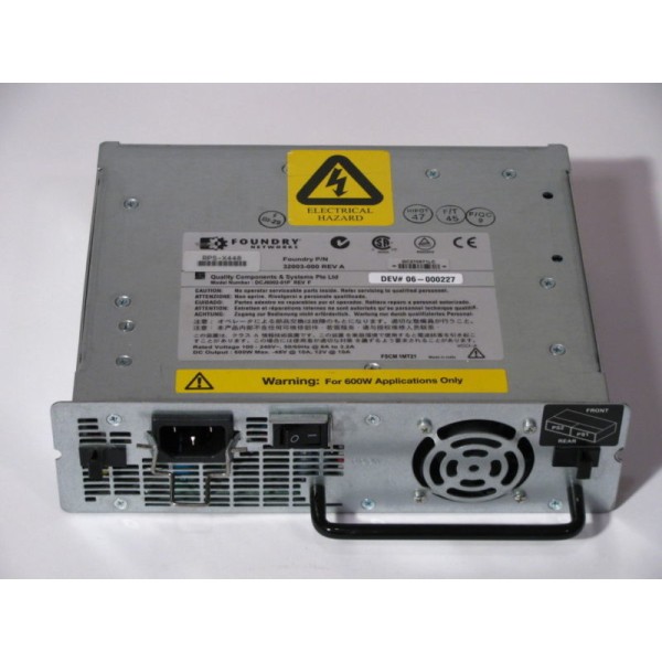 Foundry Networks RPS8 600 Watt PoE AC Power Supply