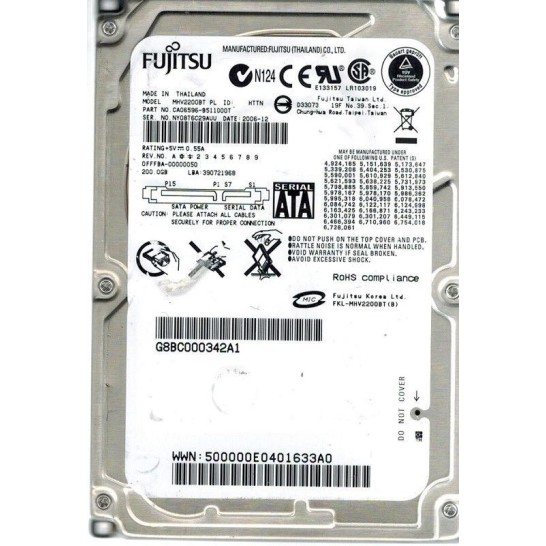 Fujitsu CA06596-B511000T Hard Drive 200GB 4200rpm SATA