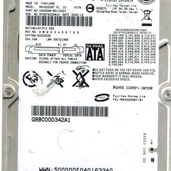 Fujitsu CA06596-B511000T Hard Drive 200GB 4200rpm SATA
