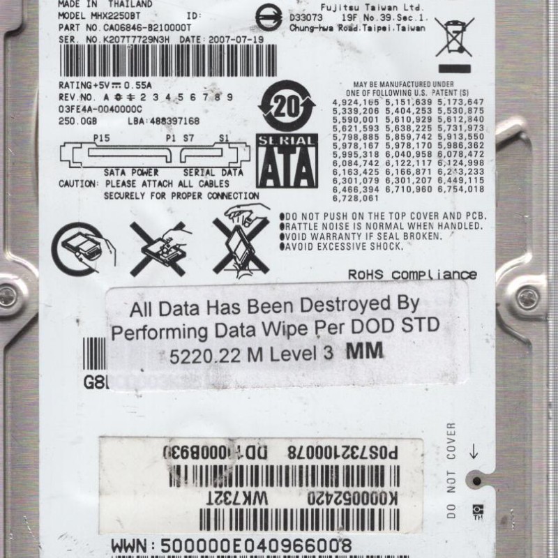 Fujitsu CA06846-B210000T Hard Drive 250GB 4200rpm SATA