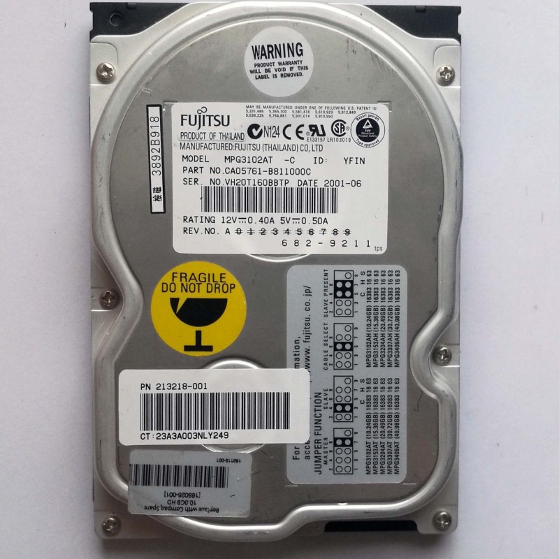 Fujitsu MPG3102AT Hard Drive 10.2GB 5400RPM At-ide