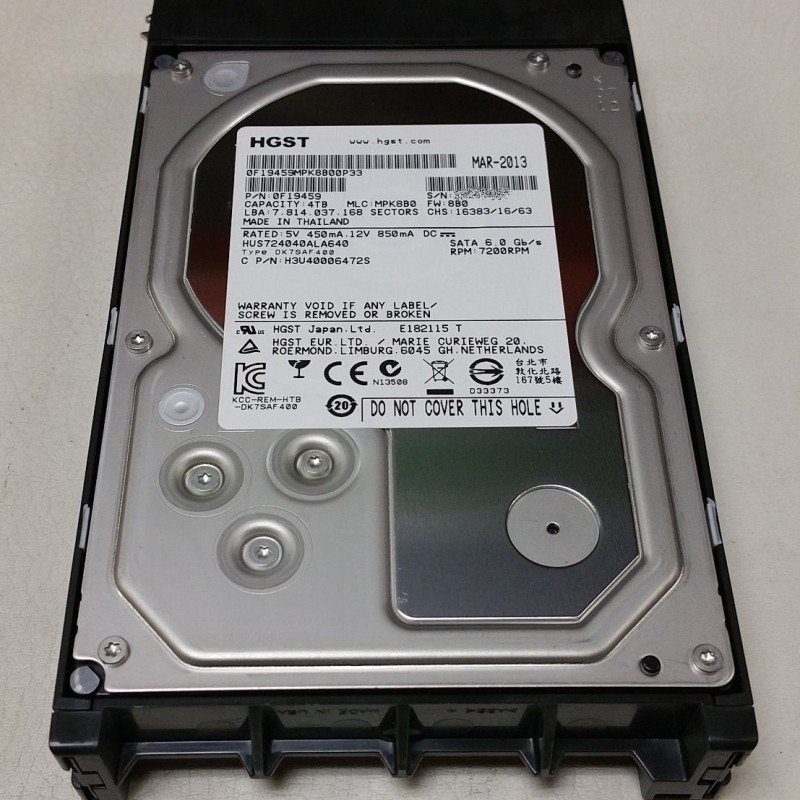 Hitachi 0F19459 Isilon 4TB Hard Disk Drive 6G 7.2K 64MB Cache 3.5 HUS724040ALA640