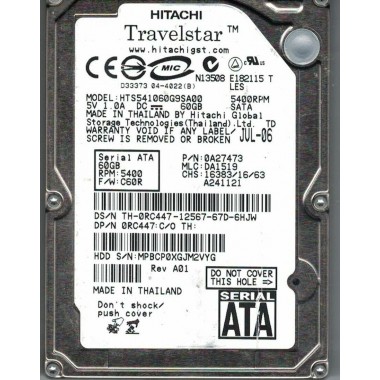 60GB SATA 5400RPM 2.5-Inch x 9.5mm 15p 1.5GB/s Hard Disk Drive HDD