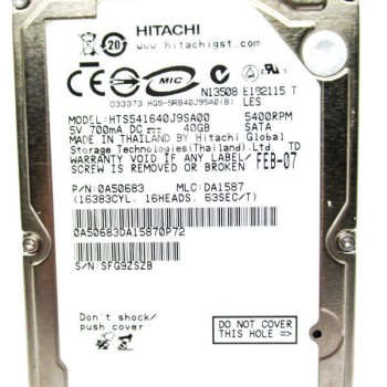 40GB SATA 5400RPM 2.5-Inch x 9.5mm 15p 1.5GB/s Hard Disk Drive HDD