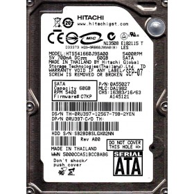 60GB SATA 5400RPM 2.5-Inch x 9.5mm 15p 1.5GB/s Hard Disk Drive HDD