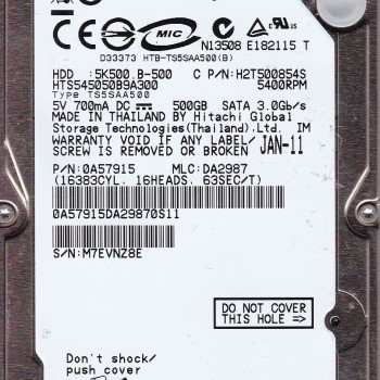 500GB SATAII 5400RPM 2.5-Inch x 9.5mm 15p 3.0GB/s Hard Disk Drive HDD 500GB SATAII 5400RPM 2.5-Inch x 9.5mm 15p 3.0GB/s Hard Disk Drive HDD