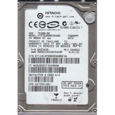 60GB SATA 7200RPM 2.5-Inch x 9.5mm 15p 1.5GB/s Hard Disk Drive HDD