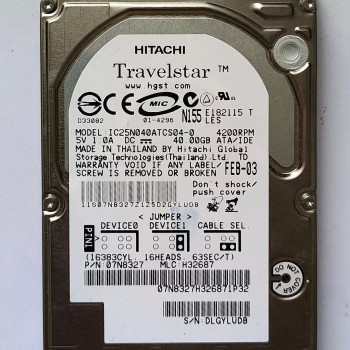 RMR660 HHL 40GB IDE ATA100 4200RPM 2.5-Inch x 9.5mm 44p 100MB/s Hard Disk Drive HDD