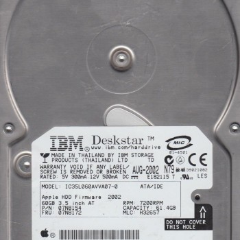 Deskstar 60GB IDE ATA100 7200RPM 3.5-Inch x 1-Inch 40p 100MB/s HDD Hard Drive