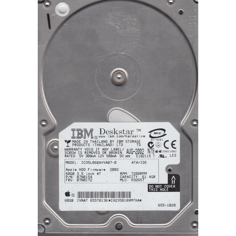 Hitachi IC35L060AVV207-0 Deskstar 60GB IDE ATA100 7200RPM 3.5-Inch x 1-Inch 40p 100MB/s HDD Hard Drive