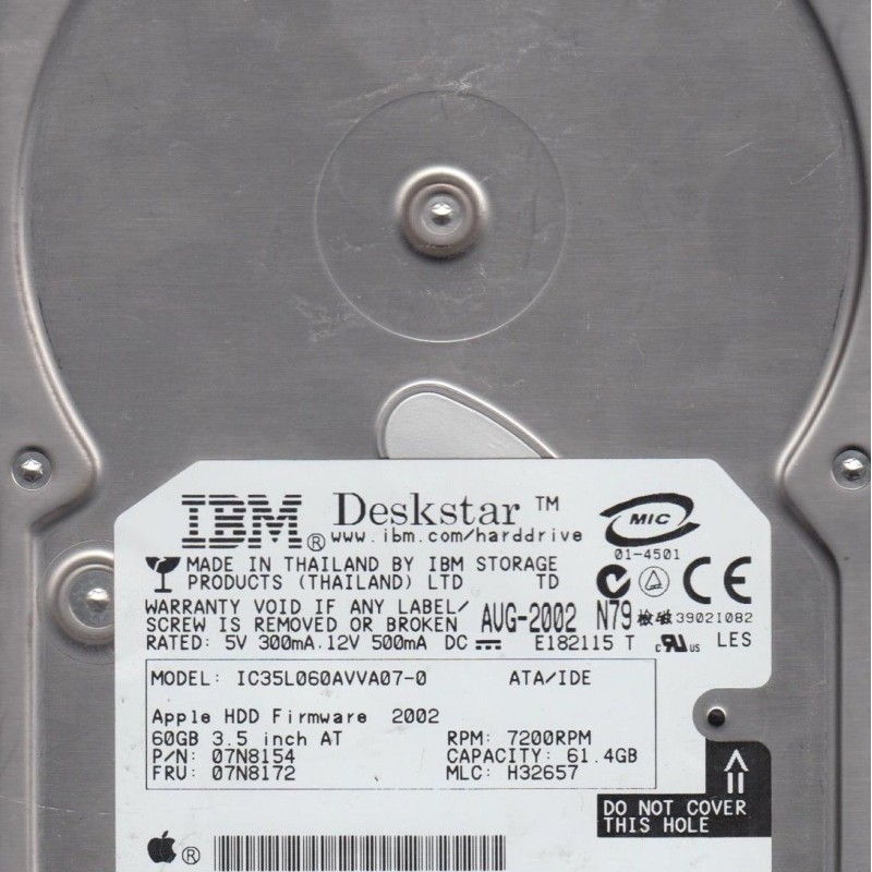 Hitachi IC35L060AVV207-0 Deskstar 60GB IDE ATA100 7200RPM 3.5-Inch x 1-Inch 40p 100MB/s HDD Hard Drive