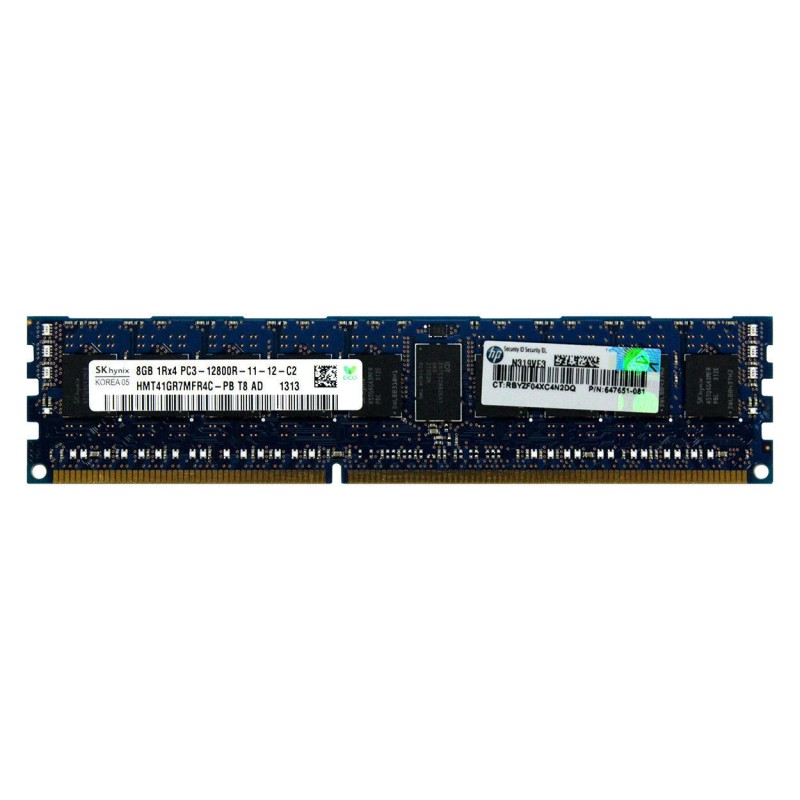 HP 647899-B21 HP 8GB (1x8GB) Single Rank x4 PC3-12800R (DDR3-1600) Registered CAS-11 Memory Kit RAM Module