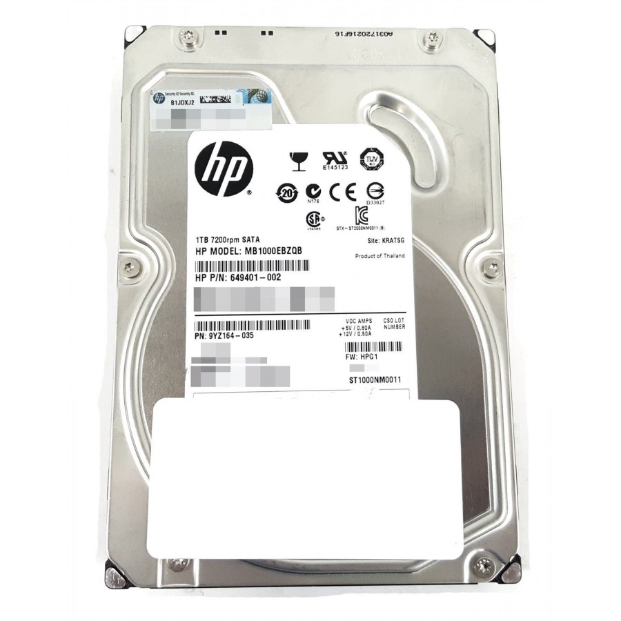 HP 649401 002 1TB Hot Plug Serial ATA SATA Hard Disk Drive 3G 7.2K 3.5 inch LFF HDD