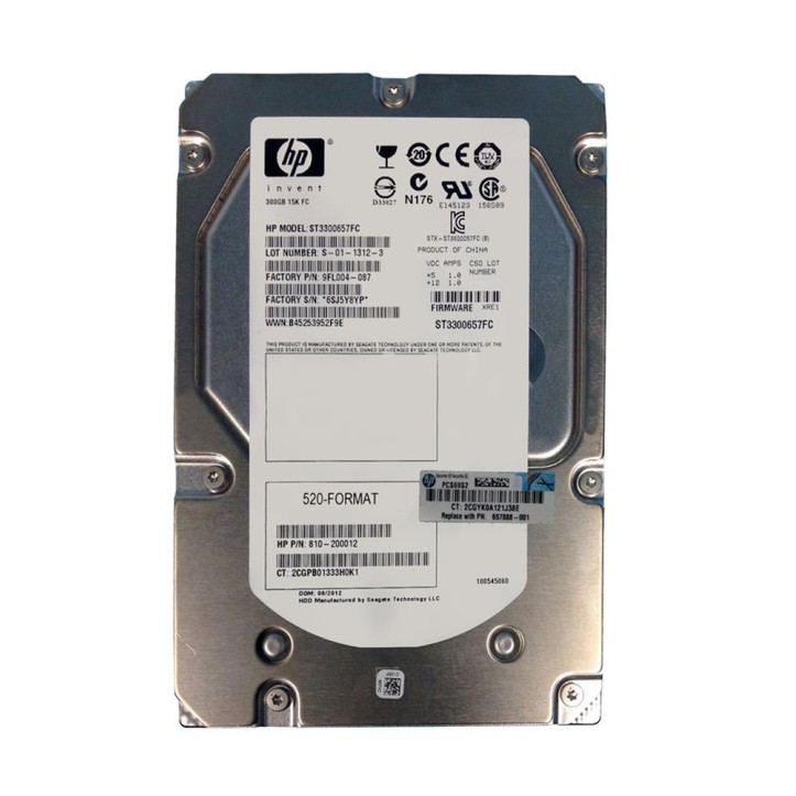 HP 657888-001 300GB 15K Fibre Channel Hard Disk Drive HDD 9FL004-087, 810-200012