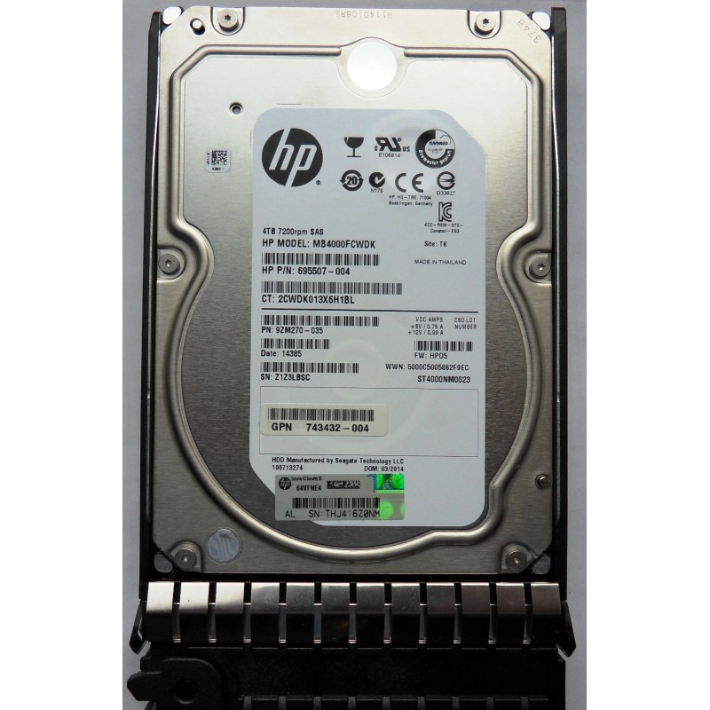 HP 697956-B21 4TB SAS 7200 RPM 3.5-Inch 6gb/s DP MDL QR Hard Disk Drive