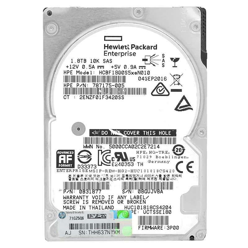 HP HCBF1800S5XEN010 3PAR 1.8TB SAS Hard Disk Drive - 10, 00 RPM, 12 Gb/s transfer rate, 2.5-inch SFF HDD