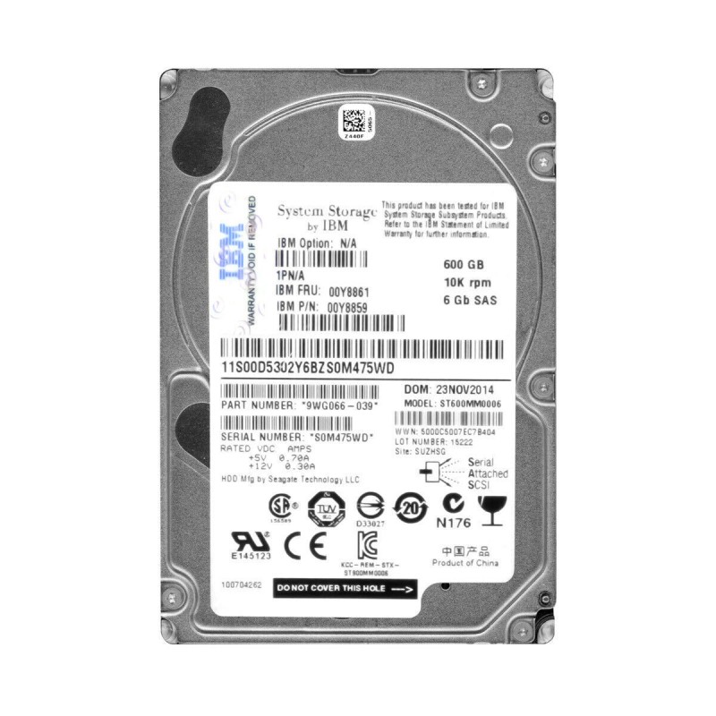IBM 00Y8861 600GB 10K RPM 6GBs SAS Hard Drive