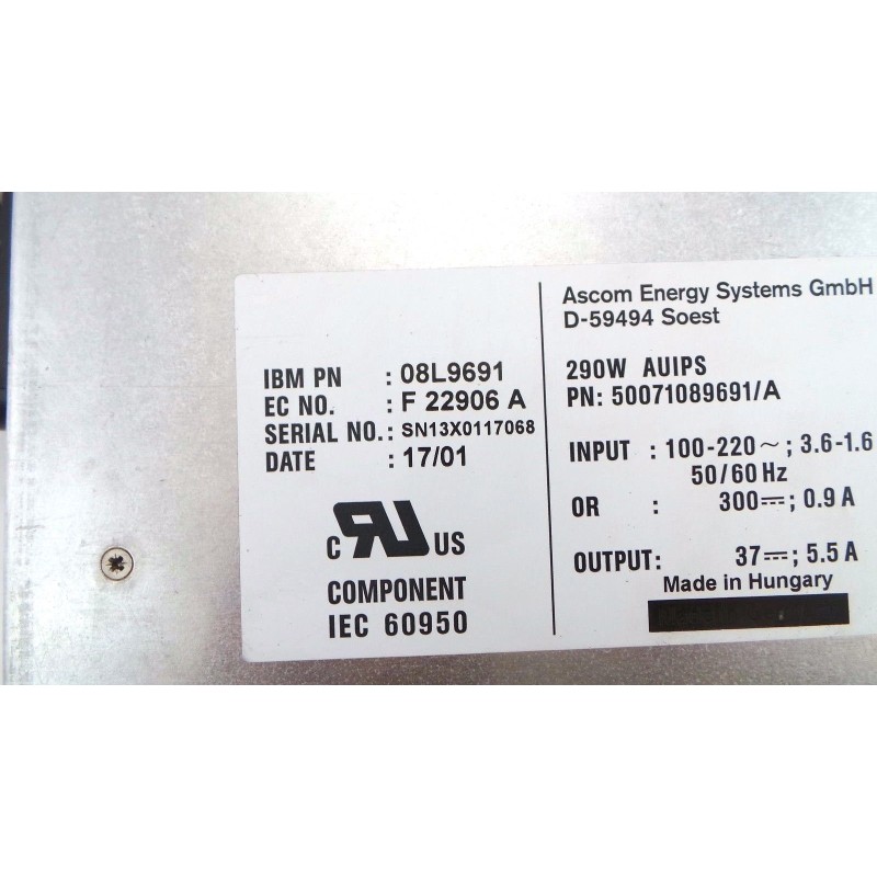 IBM 08L9691 Power Supply, 37V DC 290W for 3584 Tape Storage System