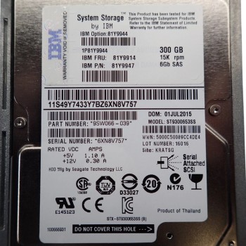 300GB SAS 15000 RPM 6GB 2.5in Hard Disk Drive