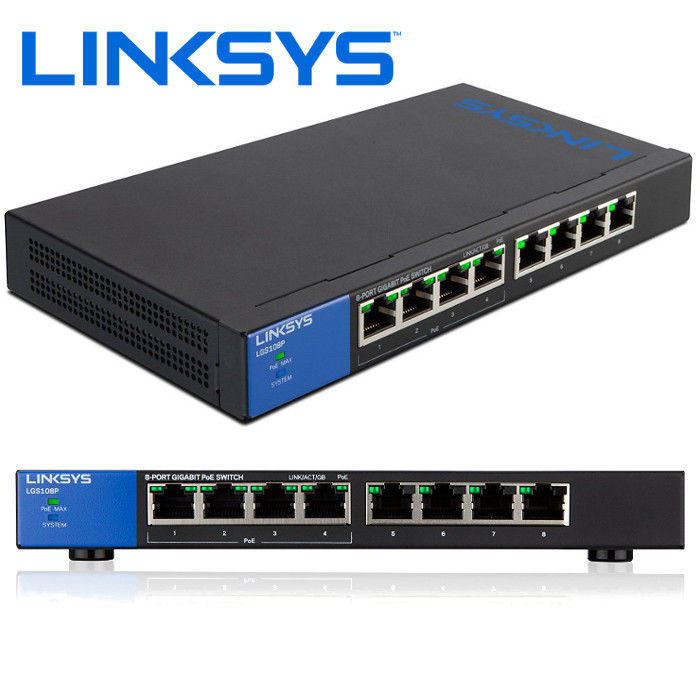 Linksys LGS108P 8-Port Desktop Gigabit PoE Ethernet Switch