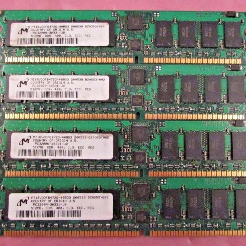 Micron MT18VDDF6472G-40BG3 2GB (4x512MB) PC-3200R DDR-400 DIMM Server Memory Kit