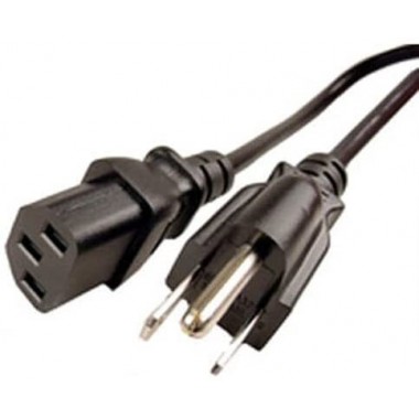 3-Prong Black Generic AC Power Cord