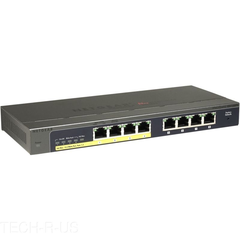 Netgear GS108PE-100NAS ProSafe Plus 8-Port Gigabit Ethernet Switch with 4-Port PoE